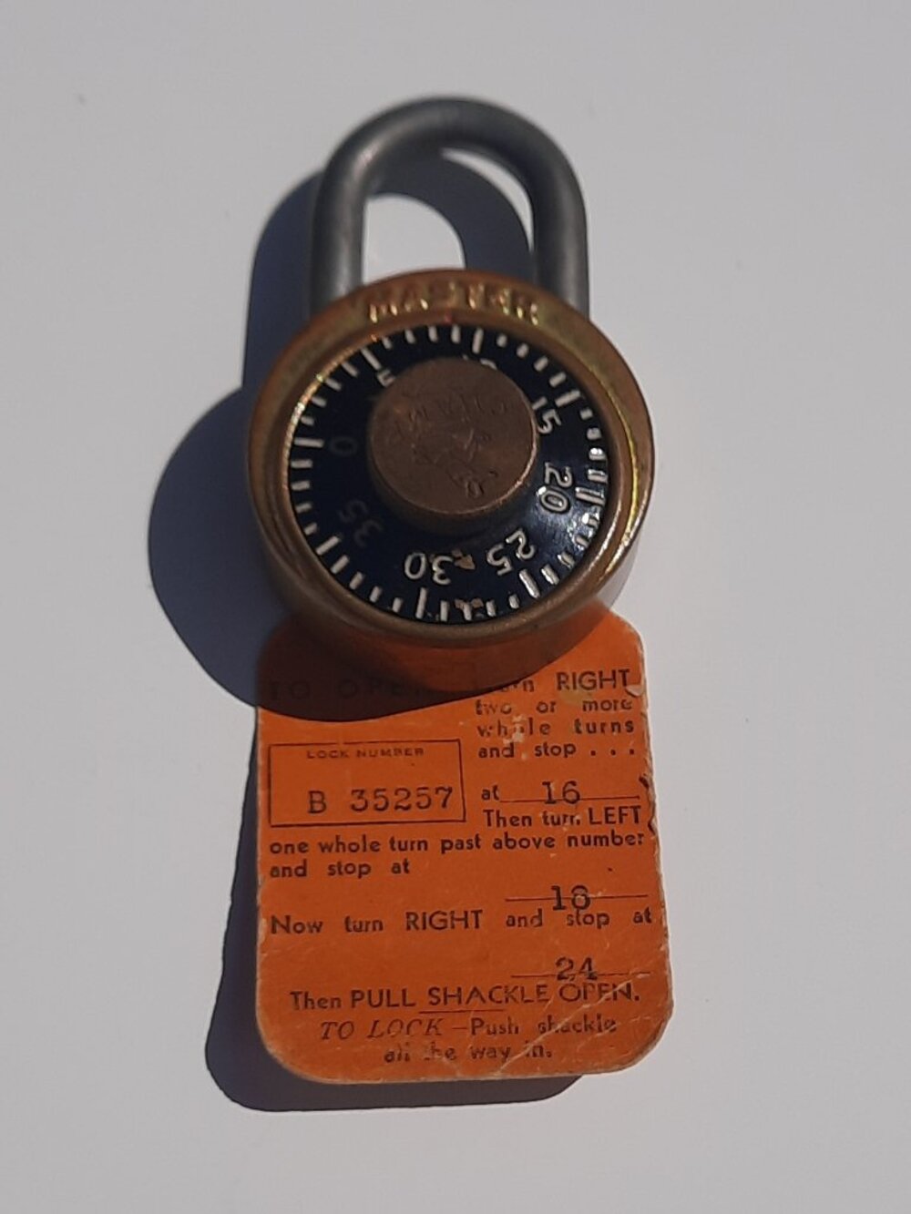 Master Lock 1500 Champ Combination Brass Case Padlock Tag Works 1950s-Early 60s